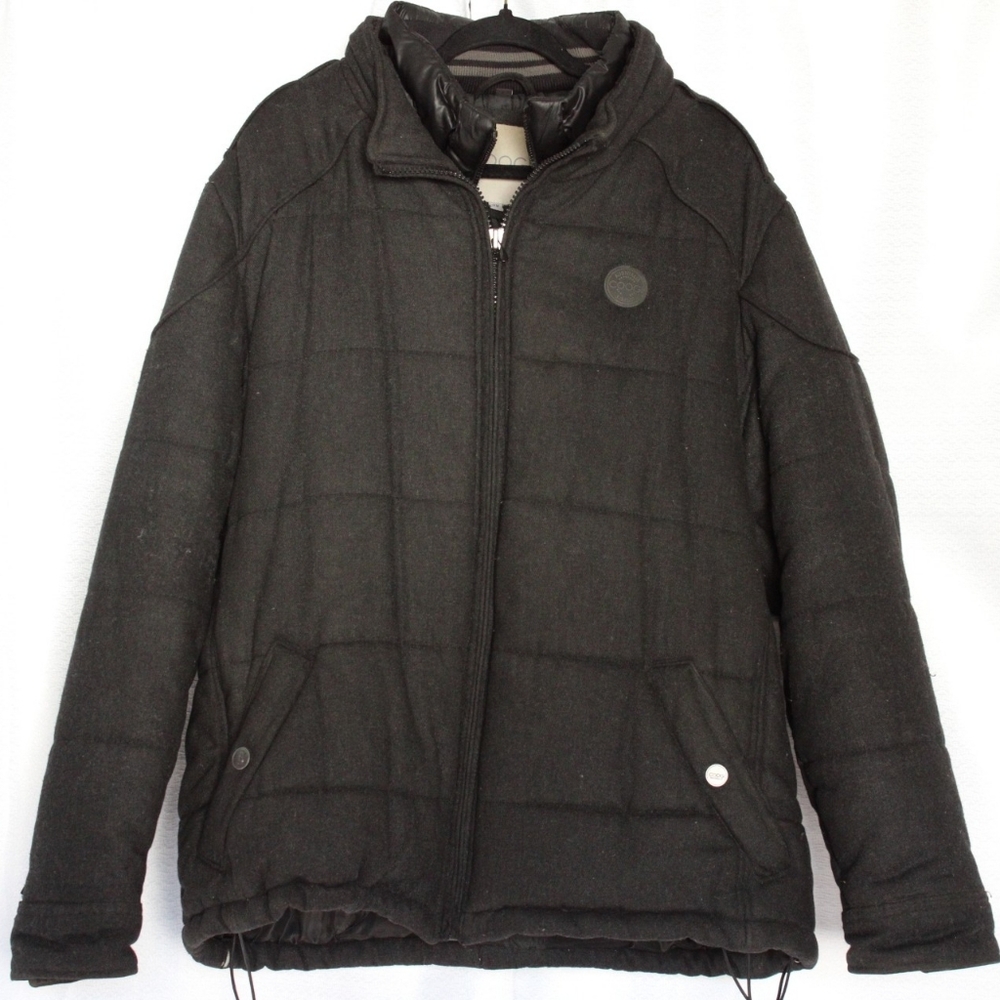 Vintage Coogi Men’s XXL Puffer Jacket – Charcoal Black, Double-Layer Zip